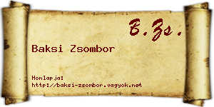 Baksi Zsombor névjegykártya
